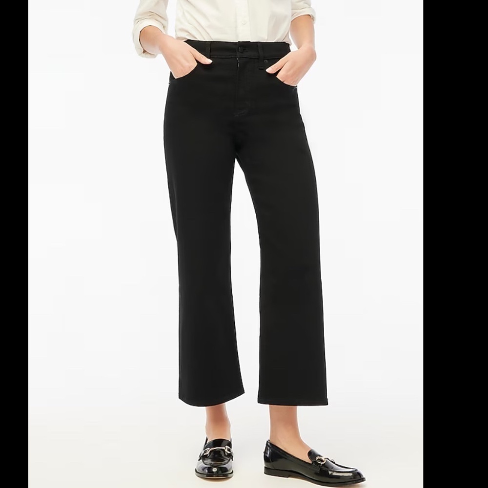 NWT J.Crew Factory Black Cropped wide-leg black jean all-day stretch SZ 28 & 31